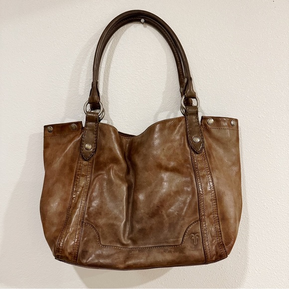 Frye Melissa Tote Hand Dyed Brown Leather - Picture 1 of 14